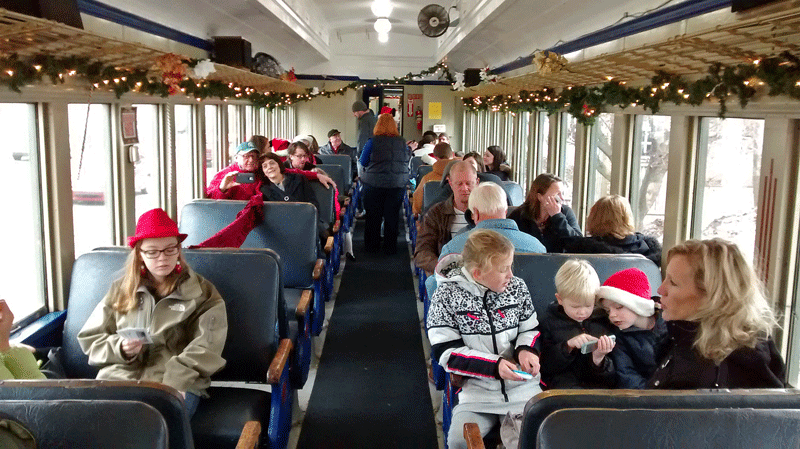 inside the santa train car cooperville marne railway